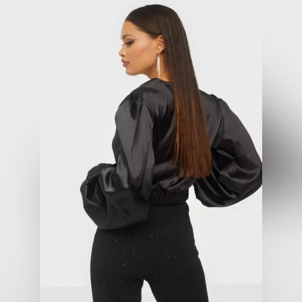 Honey Satin/Silk Cropped Blouse